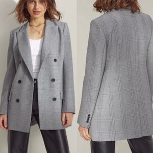Aritzia Wilfred Margaux Double Breast Plaid Blazer - 0 (fits big)